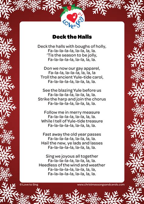 D Bm A D While I tell of Christmas treasure, G D Bm A D Fa la la la la la la la la. Interlude: | G D | Bm A D | Verse : D Bm A D Fast away the old year passes, A D Bm A D Fa la la la la la la la la. D Bm A D Hail the new, ye lads and lasses! A D Bm A D Fa la la la la la la la la. A D A / Db Sing we joyous all together, D Bm E A Fa la la la la ... 